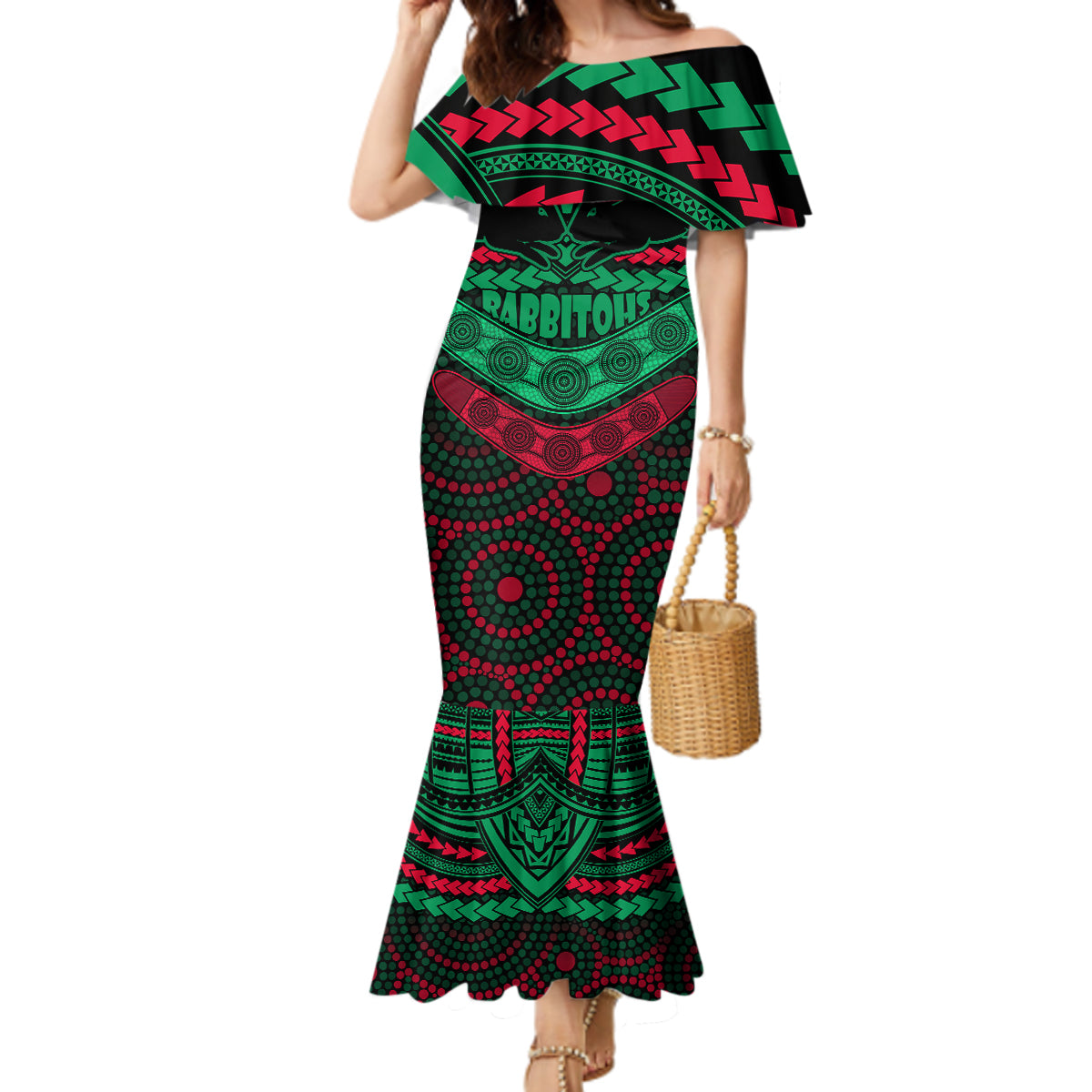 rabbitohs-rugby-mermaid-dress-polynesian-and-aboriginal-special-version