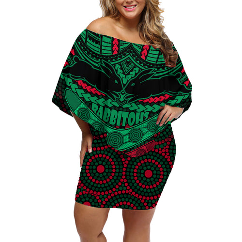 rabbitohs-rugby-off-shoulder-short-dress-polynesian-and-aboriginal-special-version