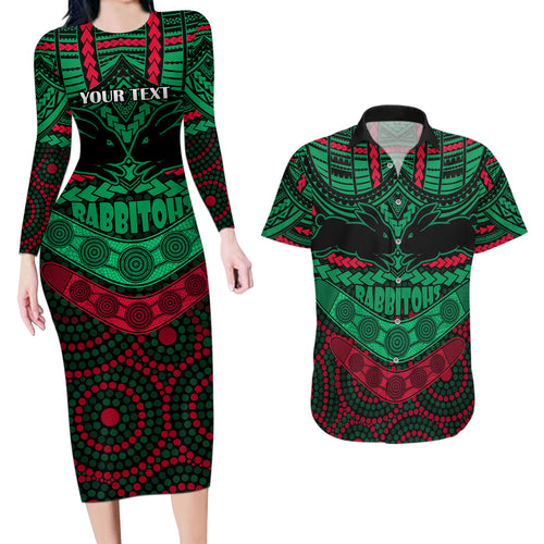 custom-rabbitohs-rugby-couples-matching-long-sleeve-bodycon-dress-and-hawaiian-shirt-polynesian-and-aboriginal-special-version