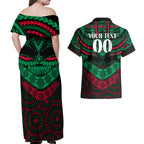 custom-rabbitohs-rugby-couples-matching-off-shoulder-maxi-dress-and-hawaiian-shirt-polynesian-and-aboriginal-special-version