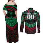 custom-rabbitohs-rugby-couples-matching-off-shoulder-maxi-dress-and-long-sleeve-button-shirts-polynesian-and-aboriginal-special-version