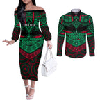 custom-rabbitohs-rugby-couples-matching-off-the-shoulder-long-sleeve-dress-and-long-sleeve-button-shirts-polynesian-and-aboriginal-special-version