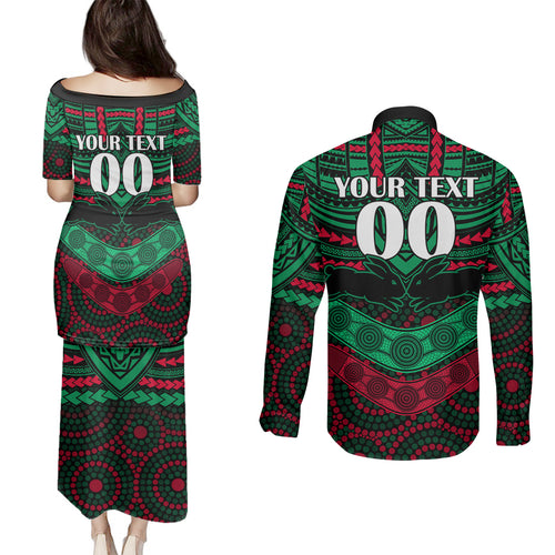 custom-rabbitohs-rugby-couples-matching-puletasi-dress-and-long-sleeve-button-shirts-polynesian-and-aboriginal-special-version