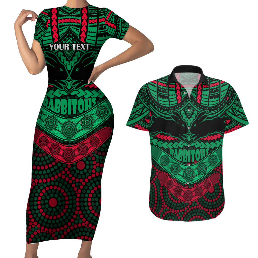 custom-rabbitohs-rugby-couples-matching-short-sleeve-bodycon-dress-and-hawaiian-shirt-polynesian-and-aboriginal-special-version