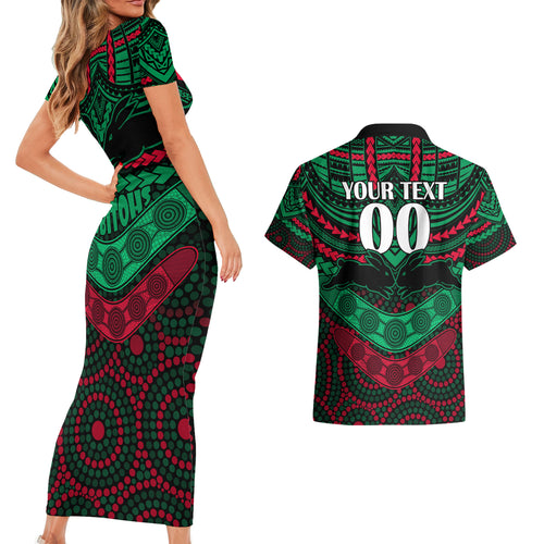 custom-rabbitohs-rugby-couples-matching-short-sleeve-bodycon-dress-and-hawaiian-shirt-polynesian-and-aboriginal-special-version