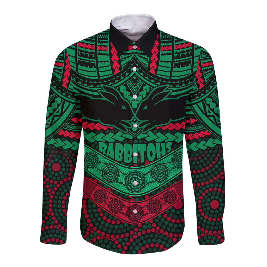 custom-rabbitohs-rugby-long-sleeve-button-shirt-polynesian-and-aboriginal-special-version