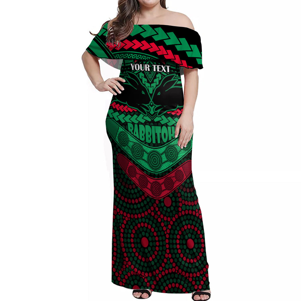 custom-rabbitohs-rugby-off-shoulder-maxi-dress-polynesian-and-aboriginal-special-version