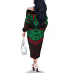 custom-rabbitohs-rugby-off-the-shoulder-long-sleeve-dress-polynesian-and-aboriginal-special-version