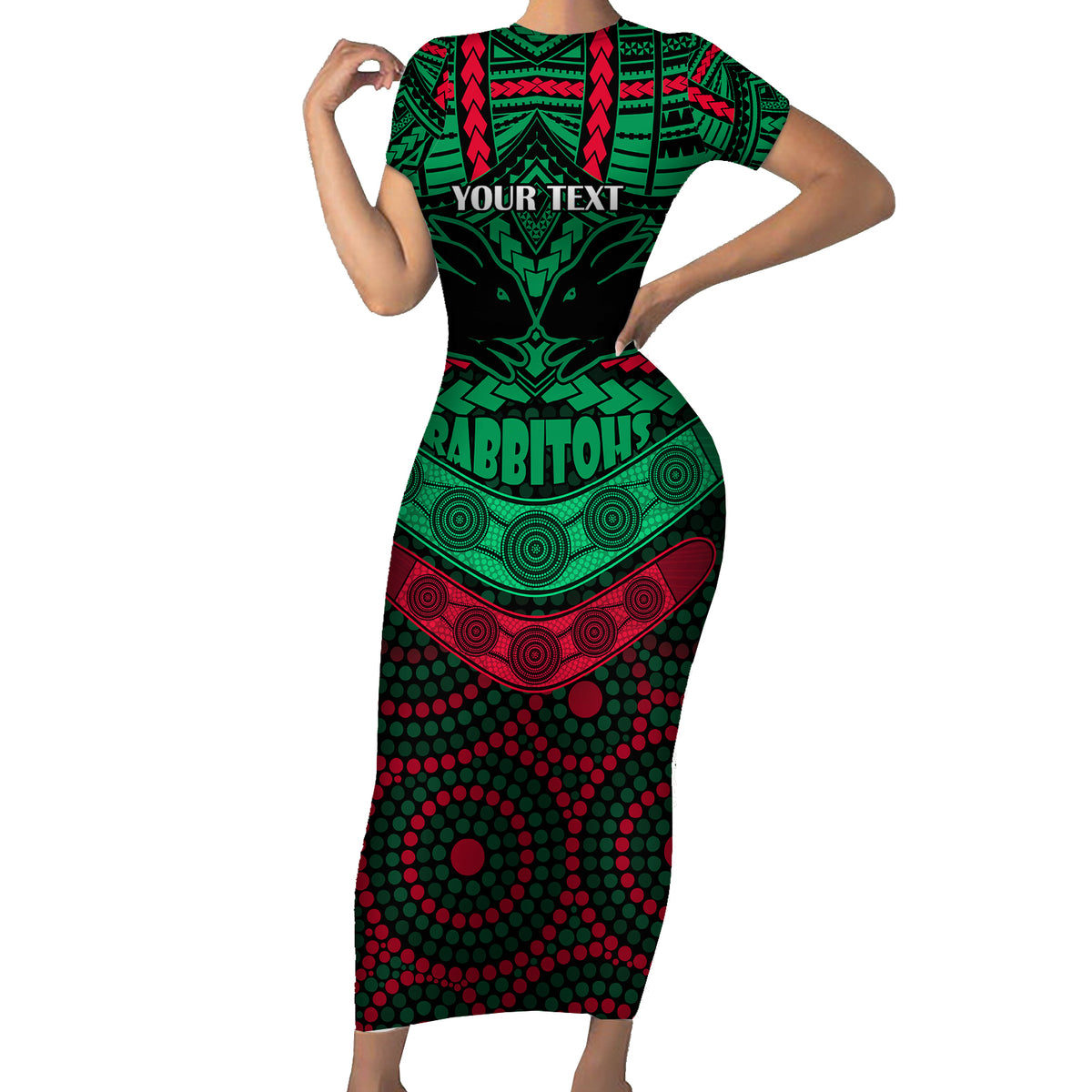 custom-rabbitohs-rugby-short-sleeve-bodycon-dress-polynesian-and-aboriginal-special-version