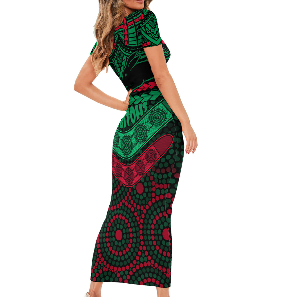 custom-rabbitohs-rugby-short-sleeve-bodycon-dress-polynesian-and-aboriginal-special-version