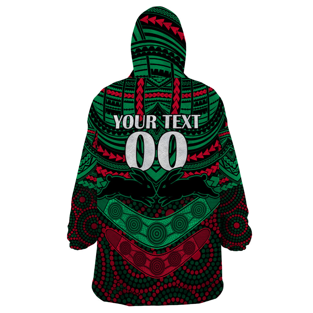 custom-rabbitohs-rugby-wearable-blanket-hoodie-polynesian-and-aboriginal-special-version