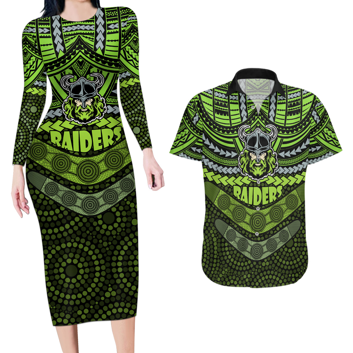 raiders-rugby-couples-matching-long-sleeve-bodycon-dress-and-hawaiian-shirt-polynesian-and-aboriginal-special-version