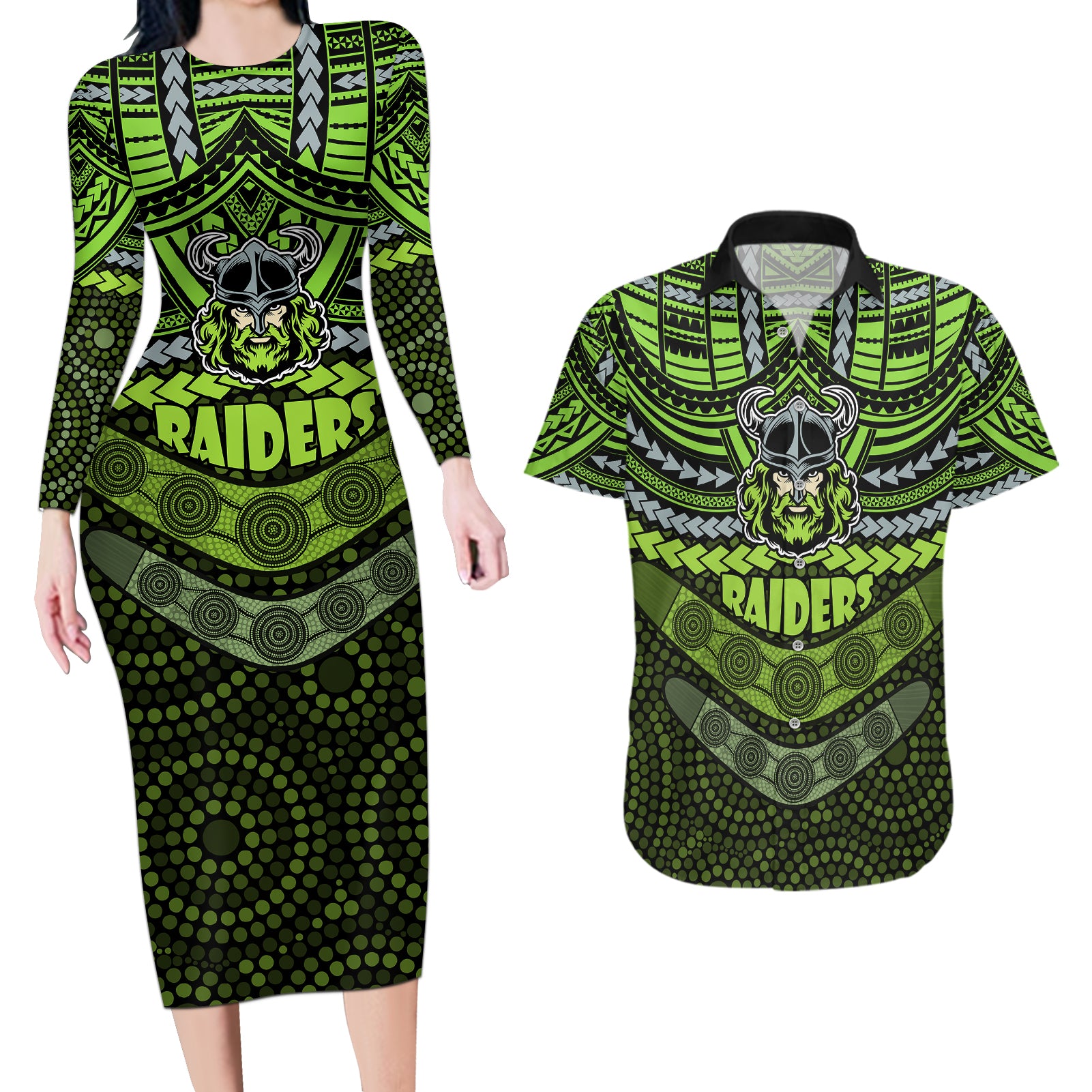 raiders-rugby-couples-matching-long-sleeve-bodycon-dress-and-hawaiian-shirt-polynesian-and-aboriginal-special-version