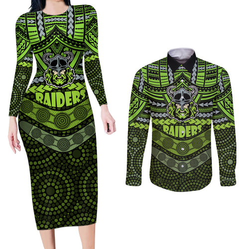 raiders-rugby-couples-matching-long-sleeve-bodycon-dress-and-long-sleeve-button-shirts-polynesian-and-aboriginal-special-version