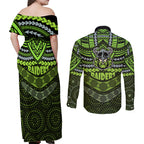 raiders-rugby-couples-matching-off-shoulder-maxi-dress-and-long-sleeve-button-shirts-polynesian-and-aboriginal-special-version