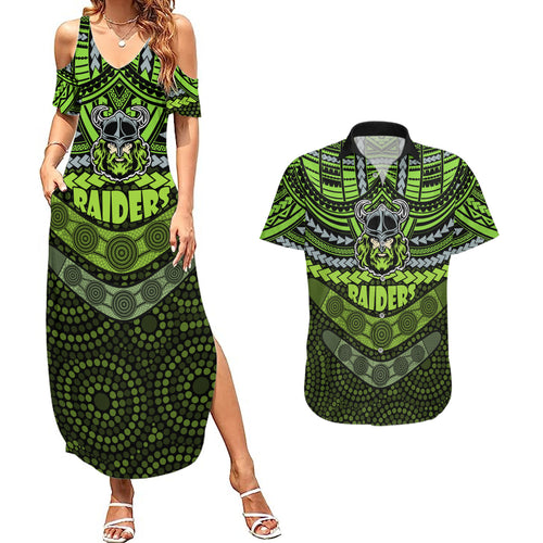 raiders-rugby-couples-matching-summer-maxi-dress-and-hawaiian-shirt-polynesian-and-aboriginal-special-version
