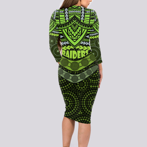 raiders-rugby-long-sleeve-bodycon-dress-polynesian-and-aboriginal-special-version