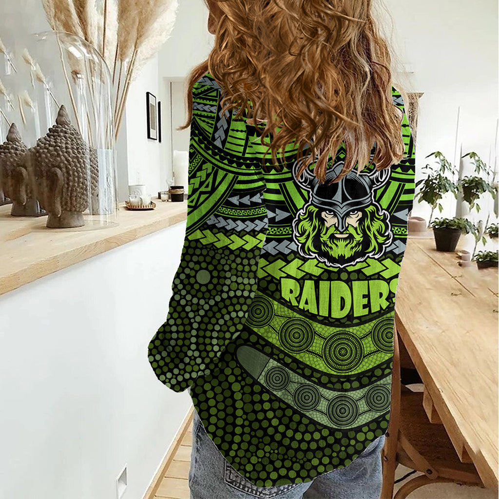 Raiders Rugby Women Casual Shirt Polynesian and Aboriginal Special Version LT9