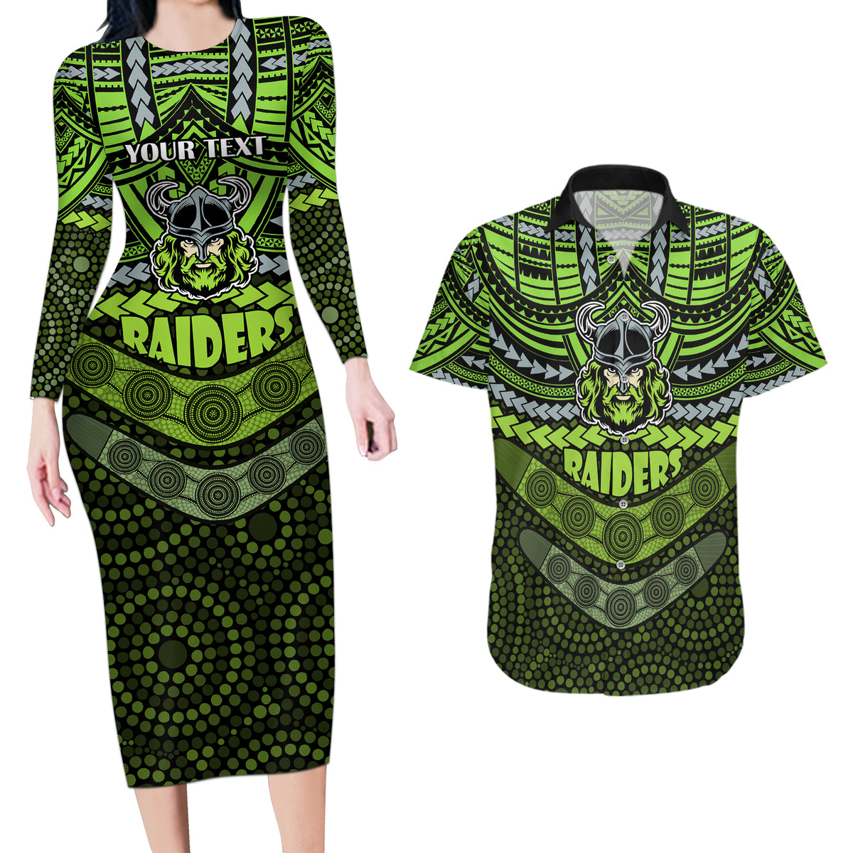 custom-raiders-rugby-couples-matching-long-sleeve-bodycon-dress-and-hawaiian-shirt-polynesian-and-aboriginal-special-version