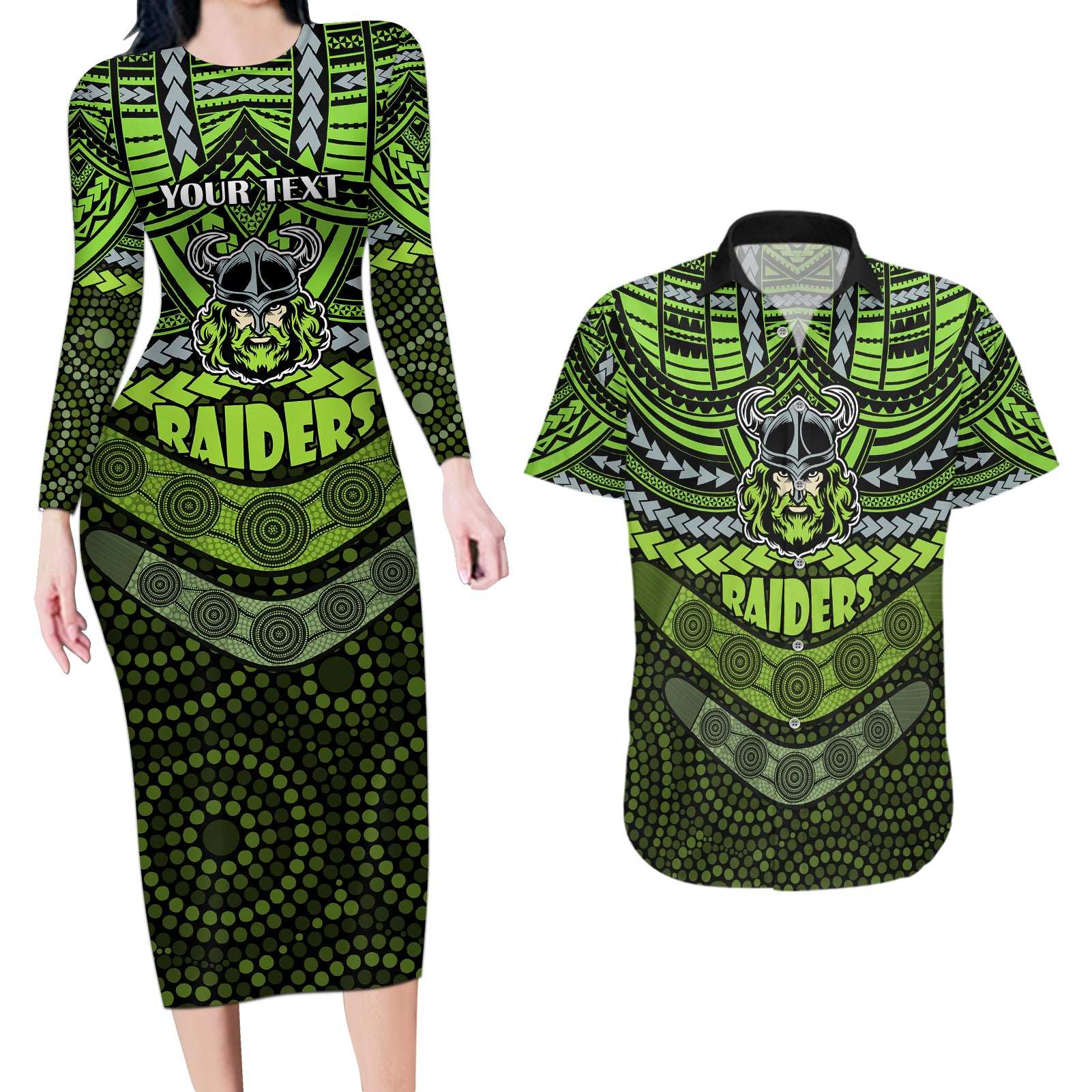 custom-raiders-rugby-couples-matching-long-sleeve-bodycon-dress-and-hawaiian-shirt-polynesian-and-aboriginal-special-version