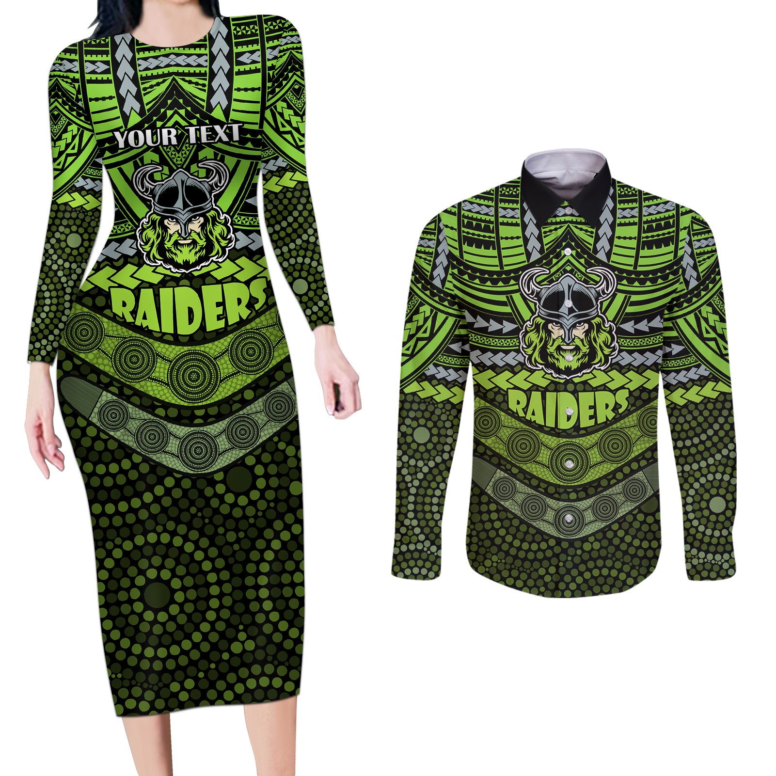 custom-raiders-rugby-couples-matching-long-sleeve-bodycon-dress-and-long-sleeve-button-shirts-polynesian-and-aboriginal-special-version