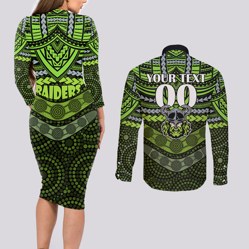 custom-raiders-rugby-couples-matching-long-sleeve-bodycon-dress-and-long-sleeve-button-shirts-polynesian-and-aboriginal-special-version