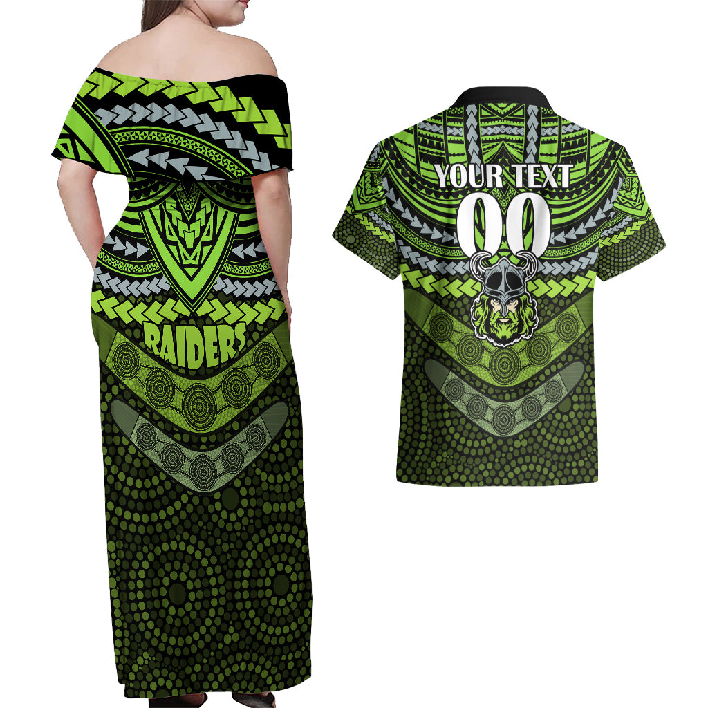 custom-raiders-rugby-couples-matching-off-shoulder-maxi-dress-and-hawaiian-shirt-polynesian-and-aboriginal-special-version