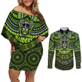 custom-raiders-rugby-couples-matching-off-shoulder-short-dress-and-long-sleeve-button-shirts-polynesian-and-aboriginal-special-version