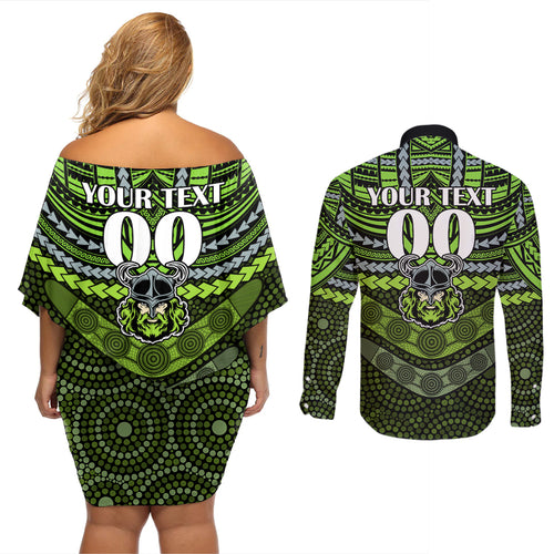 custom-raiders-rugby-couples-matching-off-shoulder-short-dress-and-long-sleeve-button-shirts-polynesian-and-aboriginal-special-version