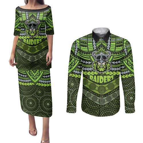 custom-raiders-rugby-couples-matching-puletasi-dress-and-long-sleeve-button-shirts-polynesian-and-aboriginal-special-version