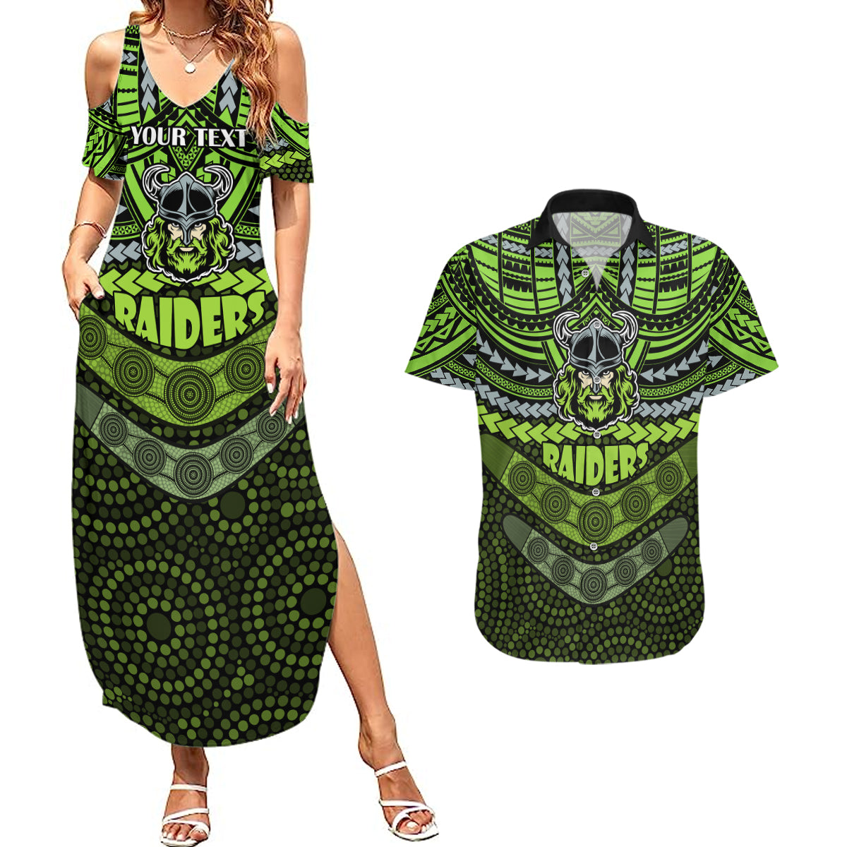 custom-raiders-rugby-couples-matching-summer-maxi-dress-and-hawaiian-shirt-polynesian-and-aboriginal-special-version