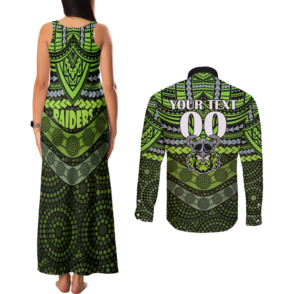 custom-raiders-rugby-couples-matching-tank-maxi-dress-and-long-sleeve-button-shirts-polynesian-and-aboriginal-special-version