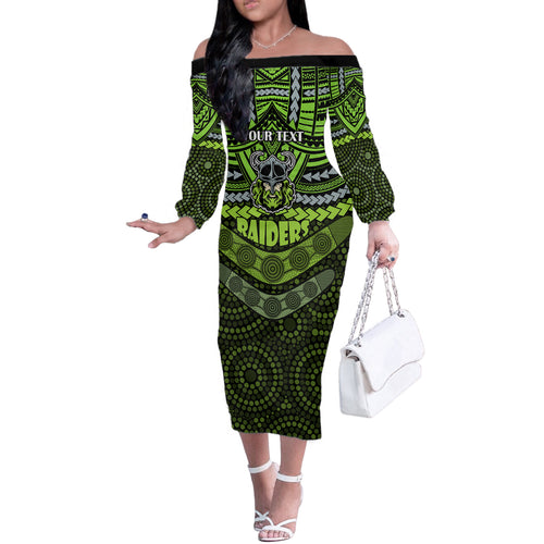 custom-raiders-rugby-off-the-shoulder-long-sleeve-dress-polynesian-and-aboriginal-special-version