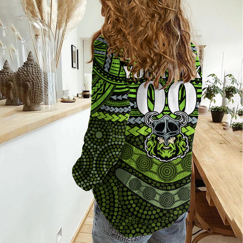 Custom Raiders Rugby Women Casual Shirt Polynesian and Aboriginal Special Version LT9