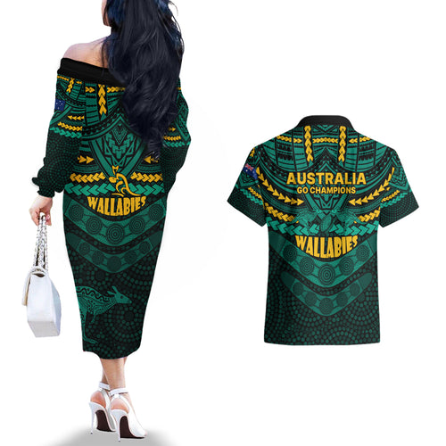 wallabies-rugby-couples-matching-off-the-shoulder-long-sleeve-dress-and-hawaiian-shirt-polynesian-and-aboriginal-special-green-version