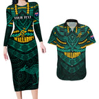 custom-wallabies-rugby-couples-matching-long-sleeve-bodycon-dress-and-hawaiian-shirt-polynesian-and-aboriginal-special-green-version