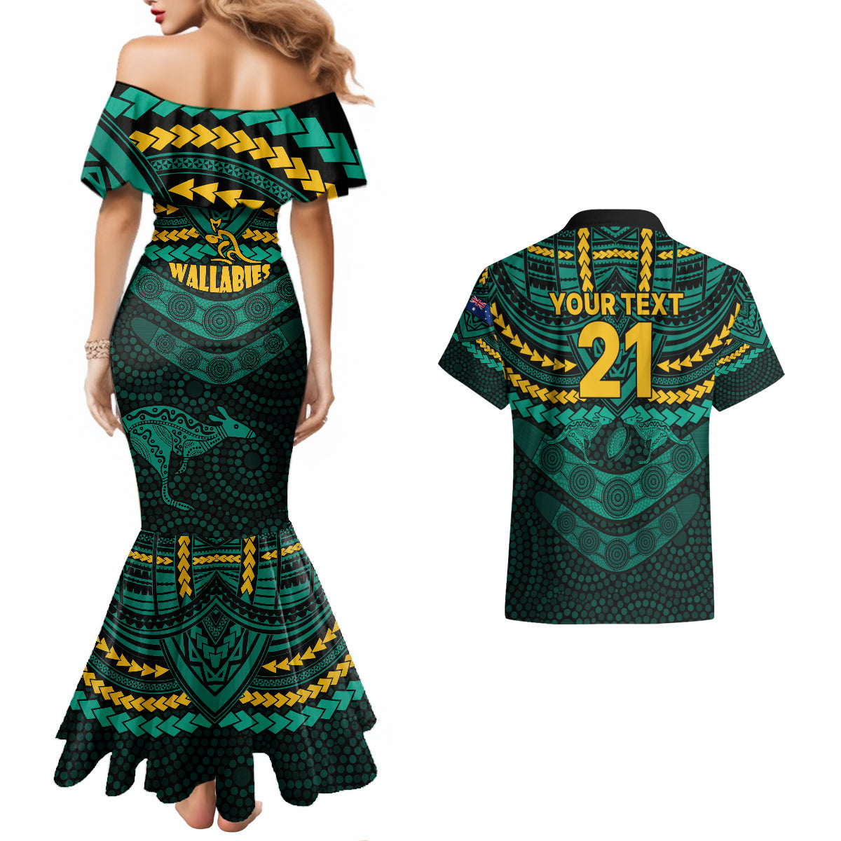custom-wallabies-rugby-couples-matching-mermaid-dress-and-hawaiian-shirt-polynesian-and-aboriginal-special-green-version