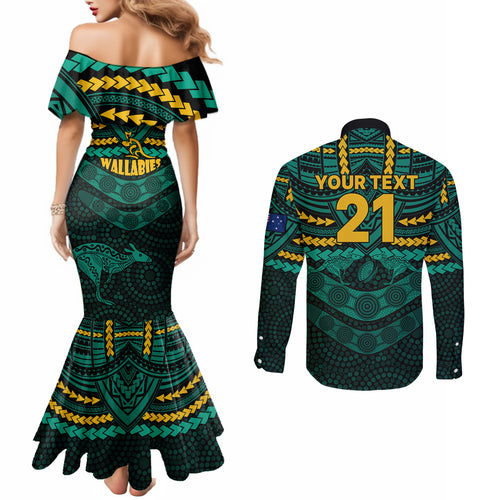 custom-wallabies-rugby-couples-matching-mermaid-dress-and-long-sleeve-button-shirts-polynesian-and-aboriginal-special-green-version