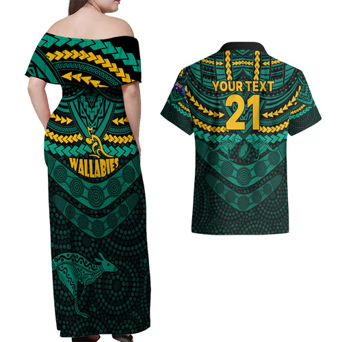 custom-wallabies-rugby-couples-matching-off-shoulder-maxi-dress-and-hawaiian-shirt-polynesian-and-aboriginal-special-green-version