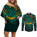 custom-wallabies-rugby-couples-matching-off-shoulder-short-dress-and-long-sleeve-button-shirts-polynesian-and-aboriginal-special-green-version