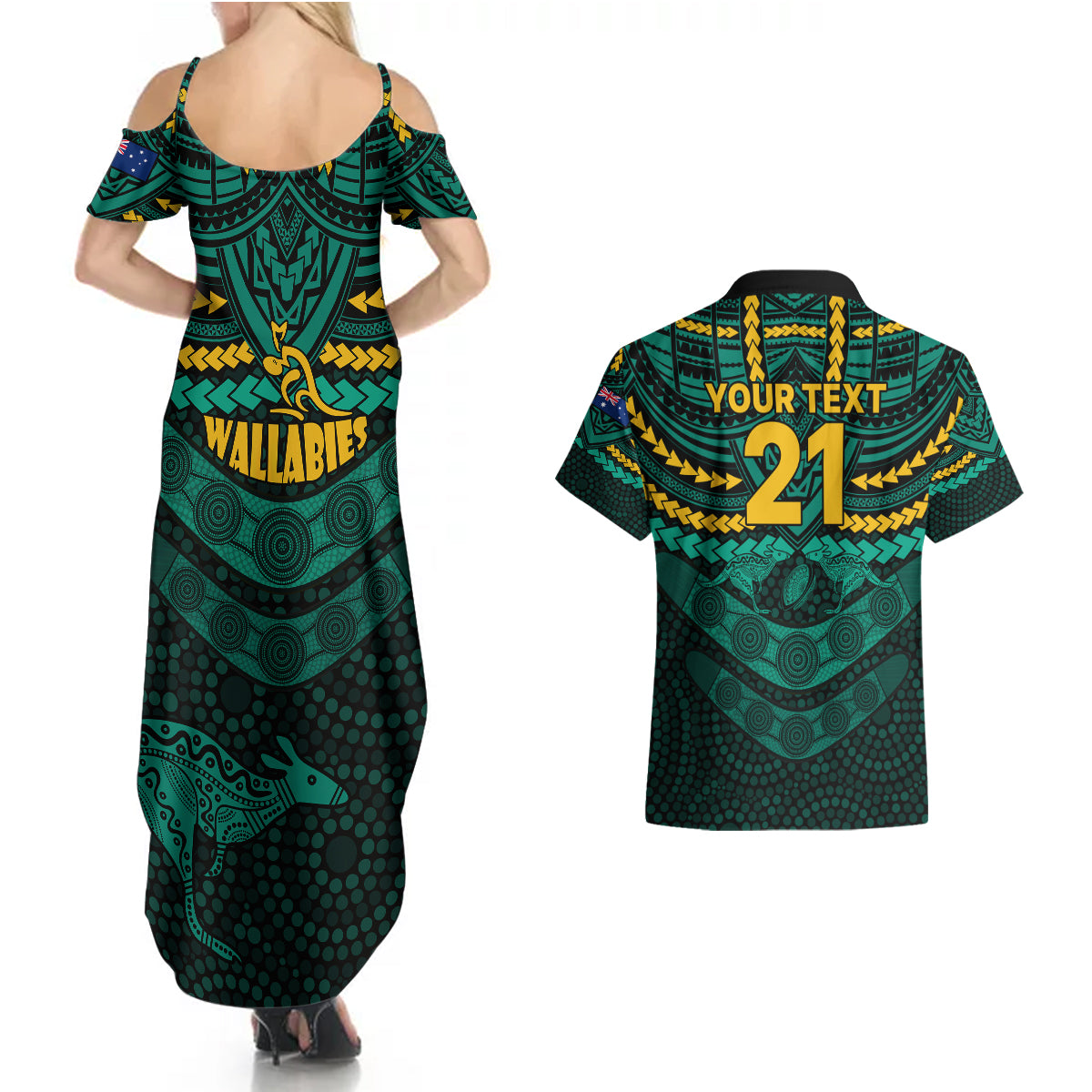 custom-wallabies-rugby-couples-matching-summer-maxi-dress-and-hawaiian-shirt-polynesian-and-aboriginal-special-green-version