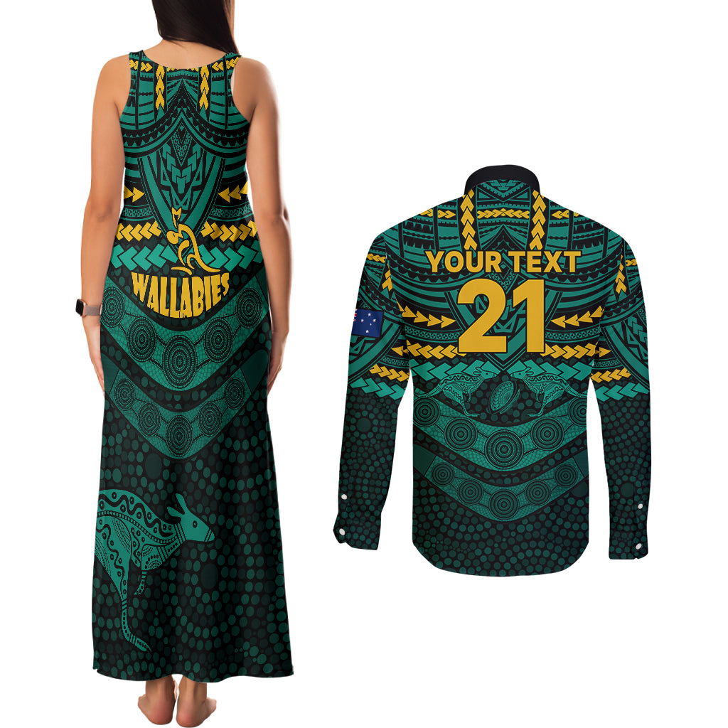 custom-wallabies-rugby-couples-matching-tank-maxi-dress-and-long-sleeve-button-shirts-polynesian-and-aboriginal-special-green-version