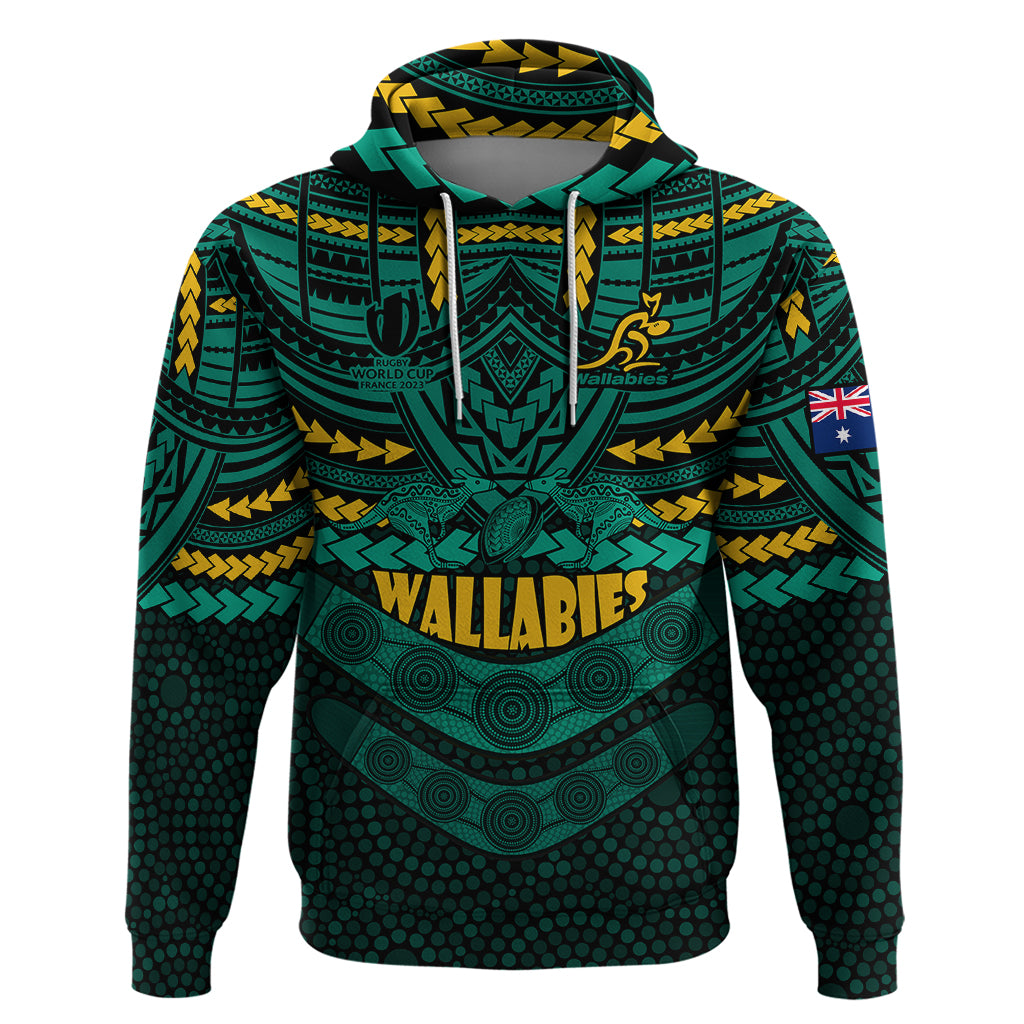 custom-wallabies-rugby-hoodie-polynesian-and-aboriginal-special-green-version