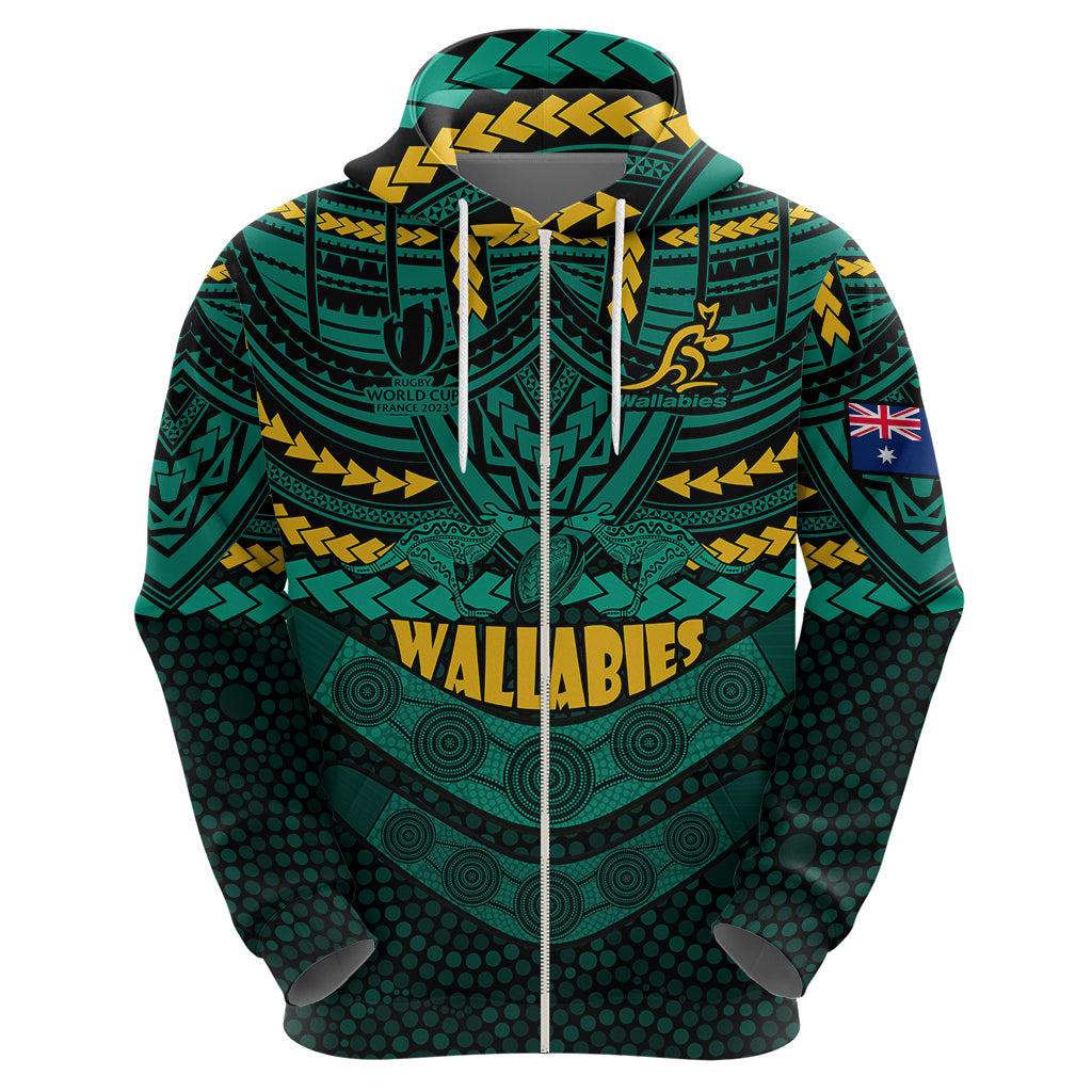 custom-wallabies-rugby-hoodie-polynesian-and-aboriginal-special-green-version