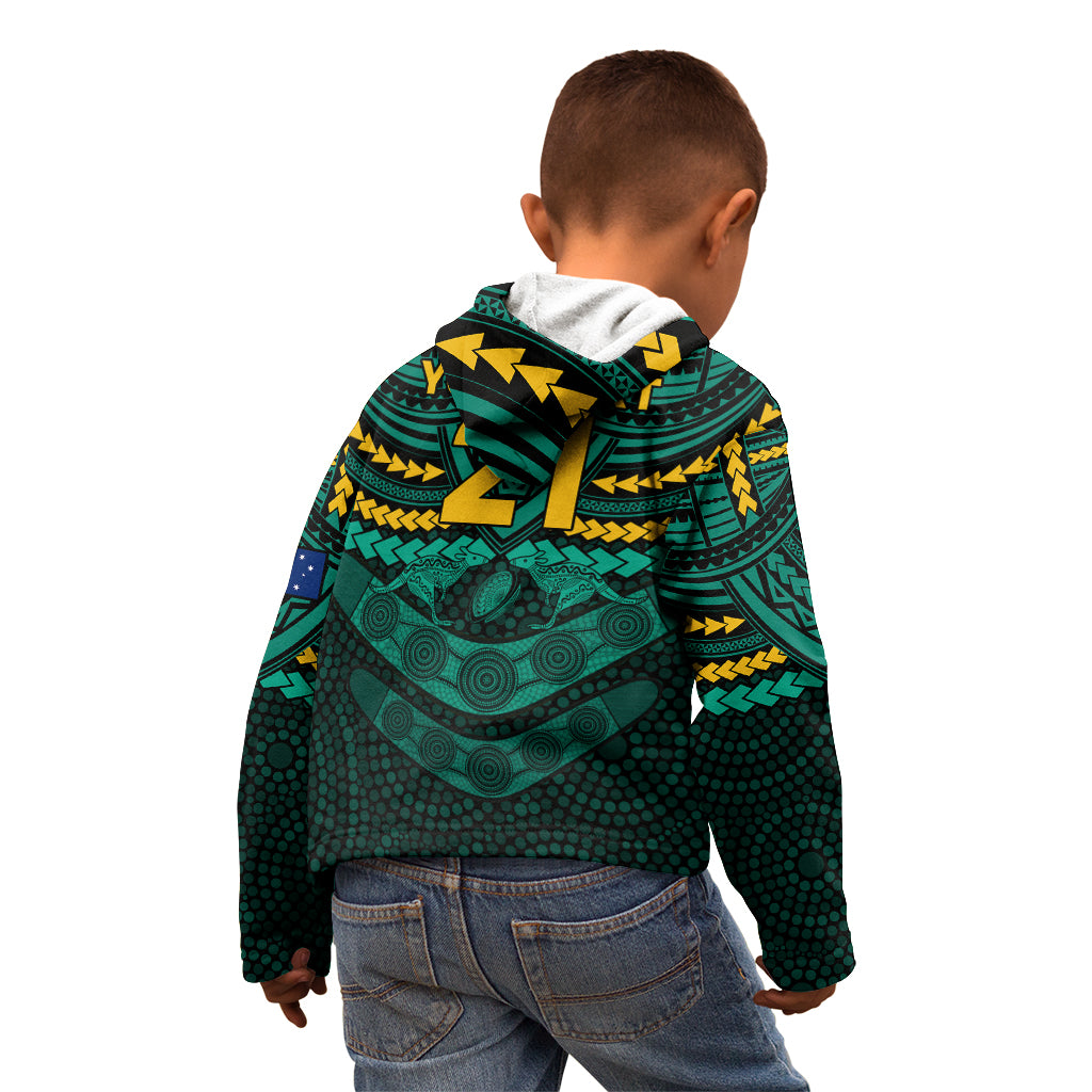 custom-wallabies-rugby-kid-hoodie-polynesian-and-aboriginal-special-green-version