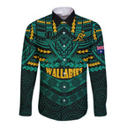 custom-wallabies-rugby-long-sleeve-button-shirt-polynesian-and-aboriginal-special-green-version