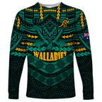 custom-wallabies-rugby-long-sleeve-shirt-polynesian-and-aboriginal-special-green-version
