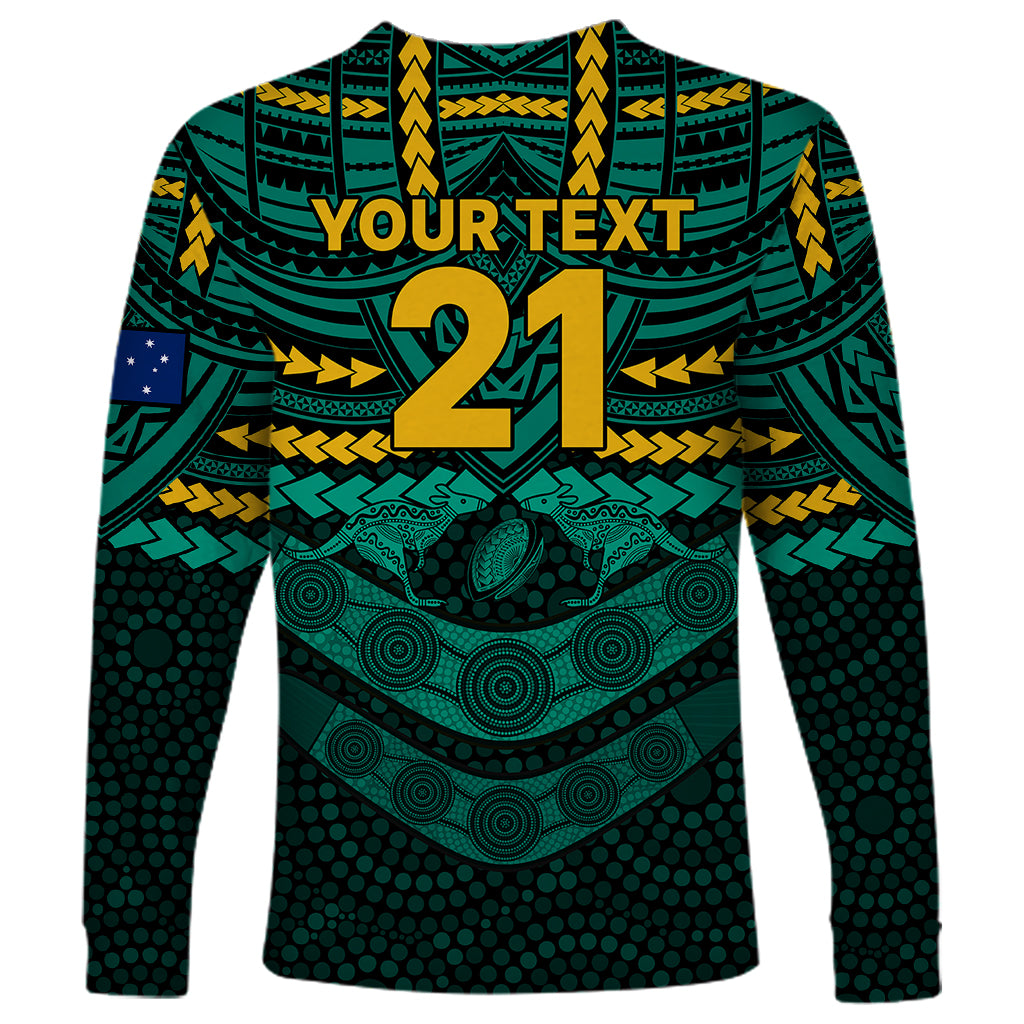custom-wallabies-rugby-long-sleeve-shirt-polynesian-and-aboriginal-special-green-version