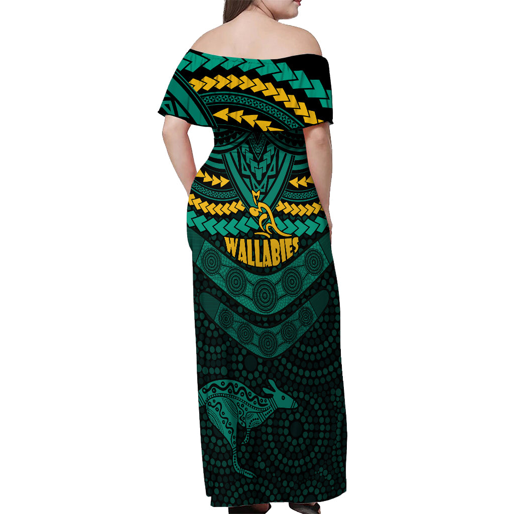 custom-wallabies-rugby-off-shoulder-maxi-dress-polynesian-and-aboriginal-special-green-version