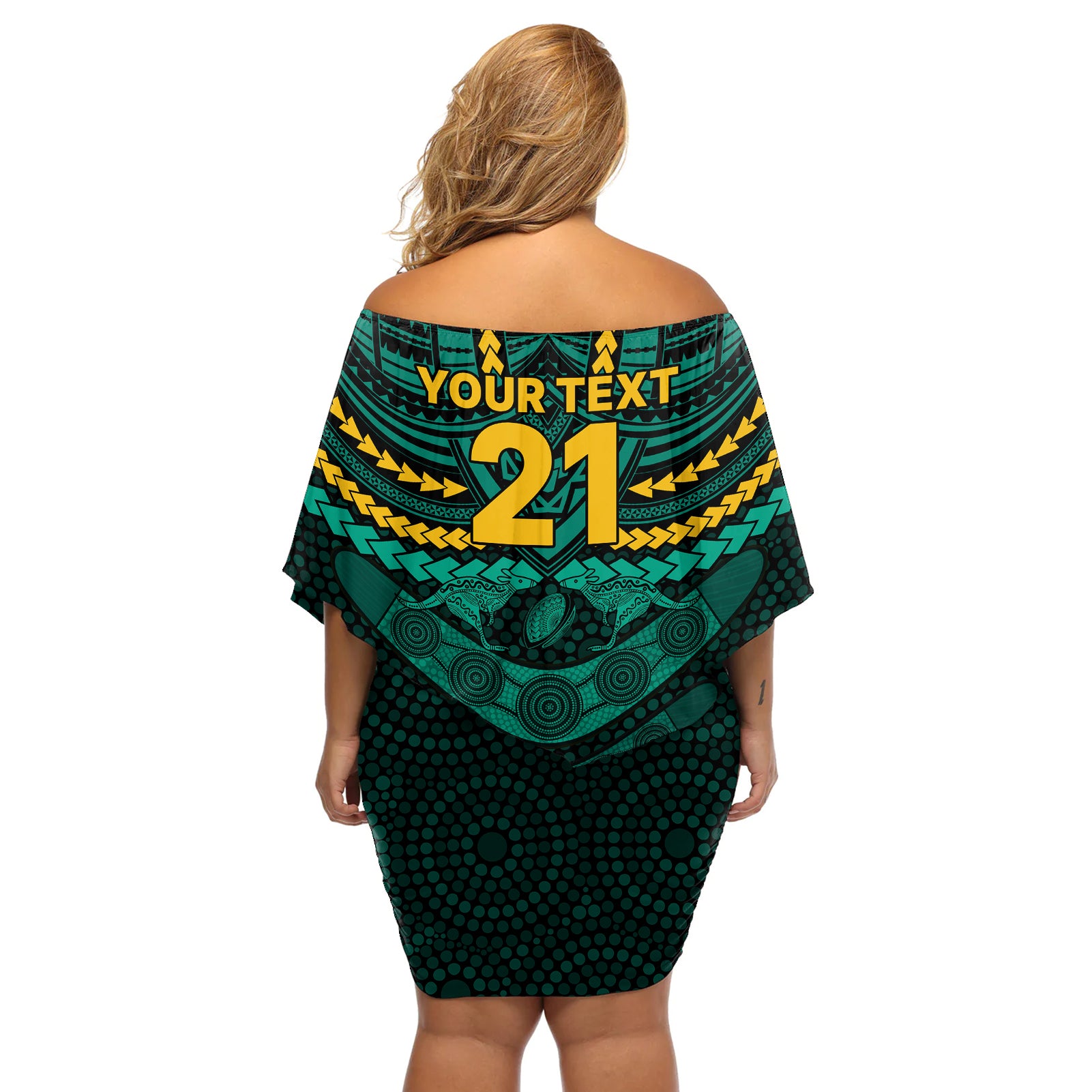 custom-wallabies-rugby-off-shoulder-short-dress-polynesian-and-aboriginal-special-green-version
